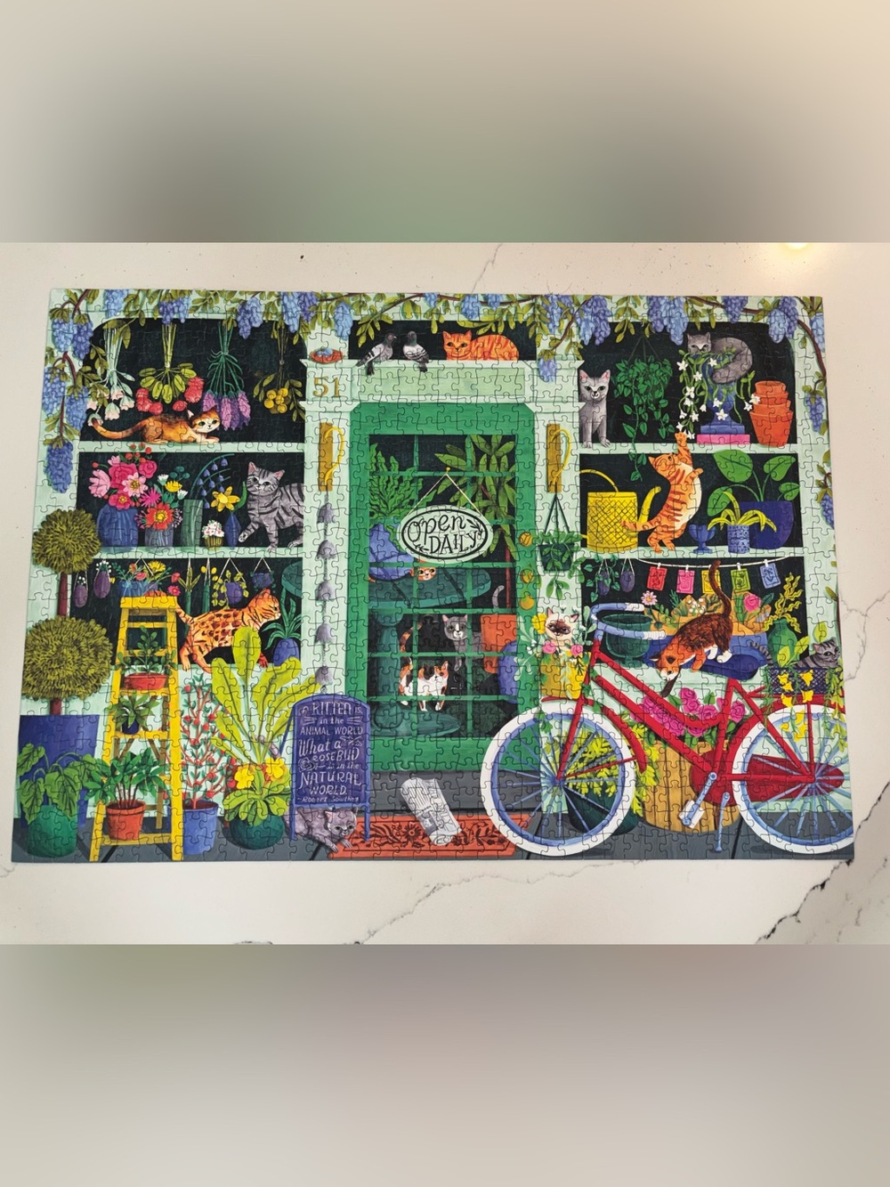 Cat & Garden Shop Jigsaw Puzzle - Green, Multi-Color 1000 piece